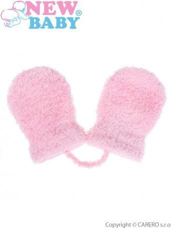 Dětské zimní rukavičky New Baby se šňůrkou světle růžové, Růžová, 62 (3-6m) - obrázek 1