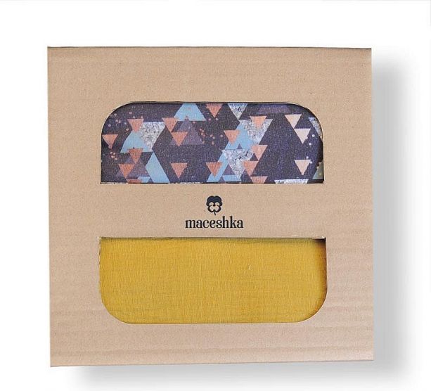 Maceshka Povlečení Nature mušelín a bavlna, Triangles-mušelín mimosa - obrázek 1