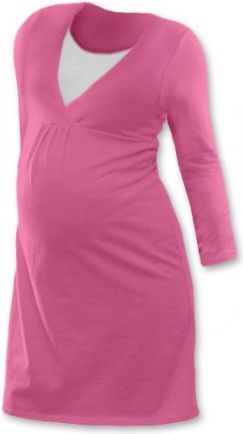Těhotenská, kojící noční košile JOHANKA dl. rukáv - růžová, Velikosti těh. moda L/XL - obrázek 1