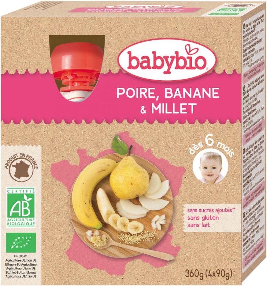 BabyBio kapsička hruška banán proso 4x90g - obrázek 1