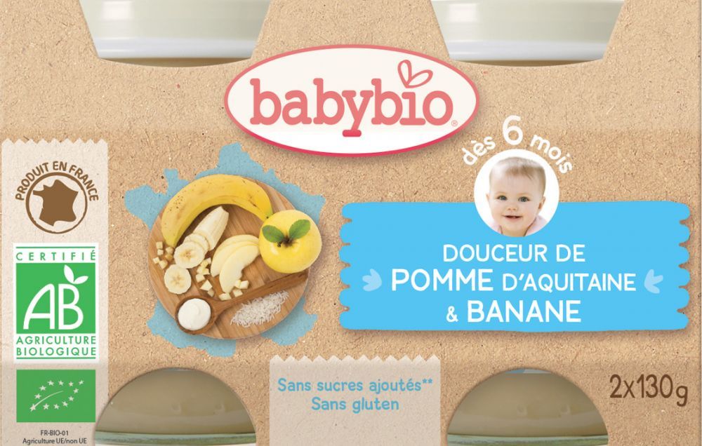 BabyBio příkrm krém jablko banán 2x130g - obrázek 1