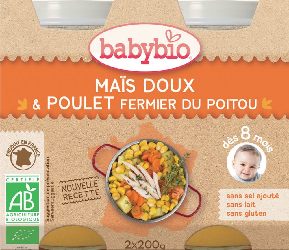 BabyBio menu sladká kukuřice s kuřecím masem 2x200g - obrázek 1