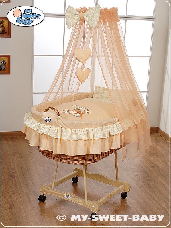 My Sweet Baby Méďa s mašlí proutěný koš s nebesy, přírodní - obrázek 1
