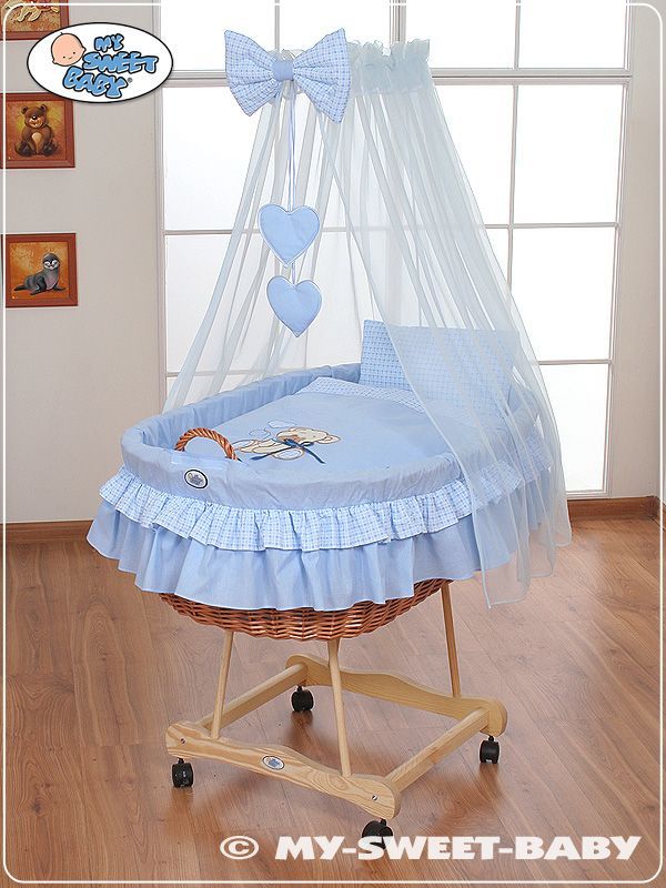 My Sweet Baby Méďa s mašlí proutěný koš s nebesy, přírodní - obrázek 2