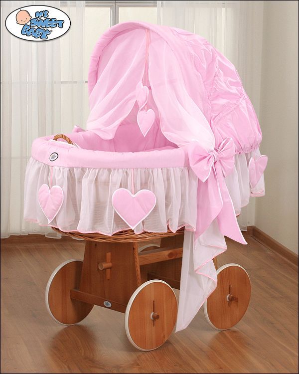My Sweet Baby Srdce proutěný koš s boudou, přírodní - obrázek 1