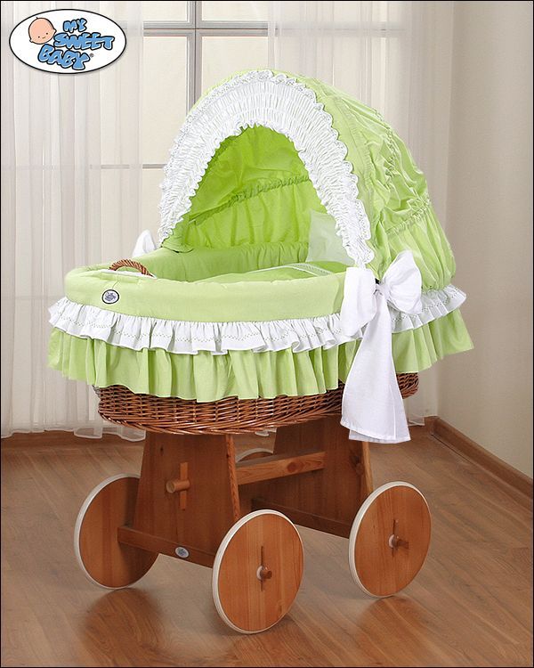 My Sweet Baby s mašlí proutěný koš s boudou, přírodní Zelená 2017 - obrázek 1