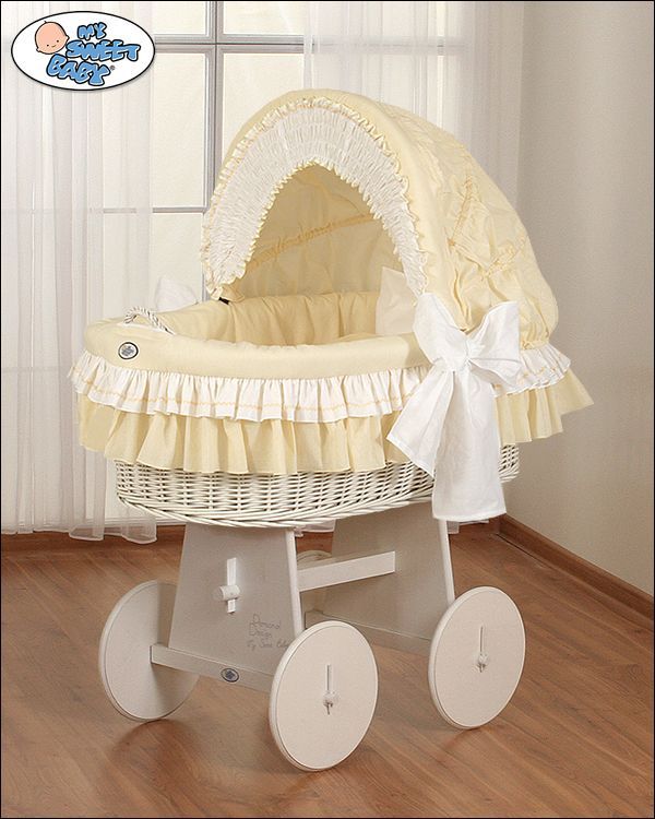 My Sweet Baby s mašlí proutěný koš s boudou, bílý - obrázek 1