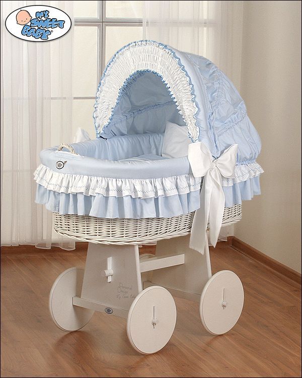 My Sweet Baby s mašlí proutěný koš s boudou, bílý Modrá 2017 - obrázek 1