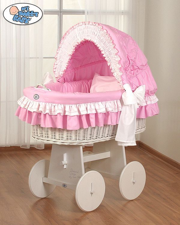 My Sweet Baby s mašlí proutěný koš s boudou, bílý Růžová 2017 - obrázek 1