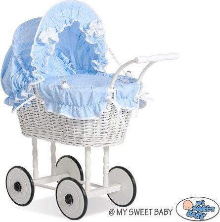 My Sweet Baby proutěný kočárek pro panenku 2 Modrá 2016 - obrázek 1