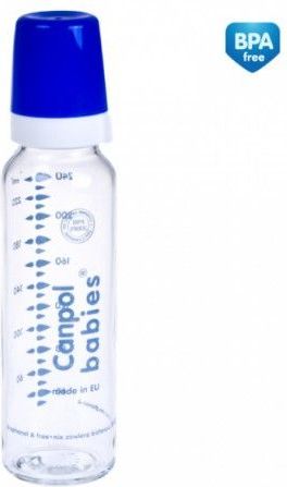 Canpol láhev skleněná bez potisku 240 ml Modrá - obrázek 1