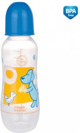 Canpol Maxi láhev s potiskem 330ml bez BPA Modrá - obrázek 1