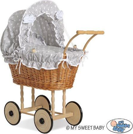 My Sweet Baby proutěný kočárek pro panenku přírodní 1 Šedá 2016 - obrázek 1