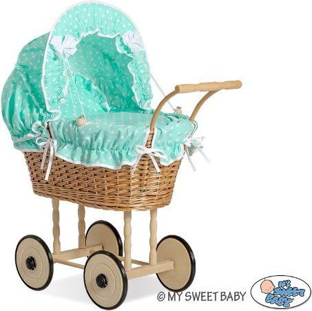 My Sweet Baby proutěný kočárek pro panenku přírodní 1 Zelená 2016 - obrázek 1