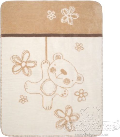 Baby Matex méďa s mašlí dětská deka 75 x 100 cm Sv. Hnědá - obrázek 1