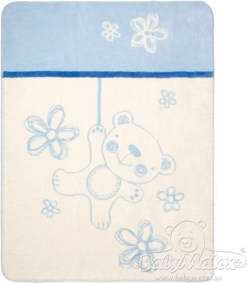 Baby Matex méďa s mašlí dětská deka 75 x 100 cm Modrá - obrázek 1