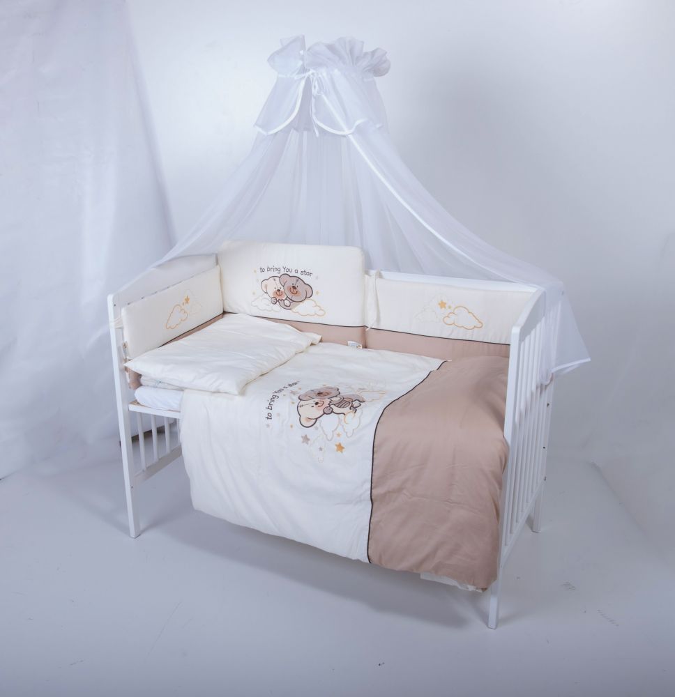 Povlečení bavlněný satén krémovo-hnědé Baby´s Zone Cute 4-dílné - obrázek 1