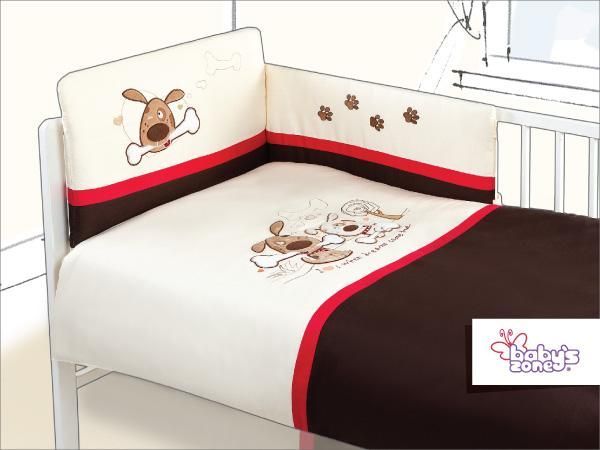 Povlečení bavlněný satén hnědé Baby´s Zone Two Little Dogs 3-dílné - obrázek 1