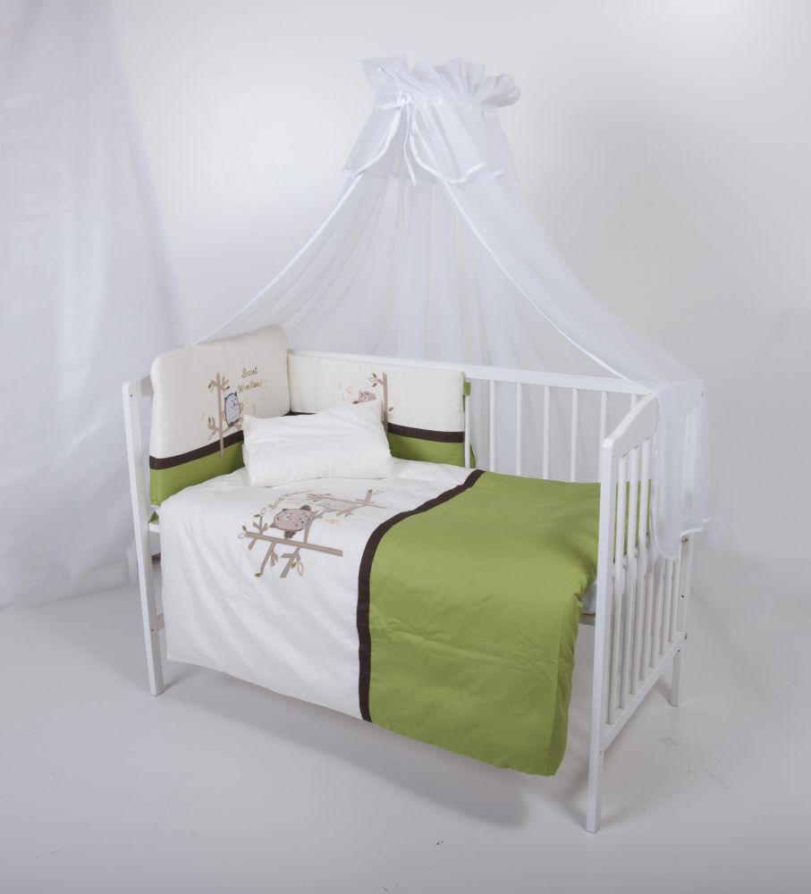 Povlečení bavlněný satén zelené Baby´s Zone Owls - obrázek 1
