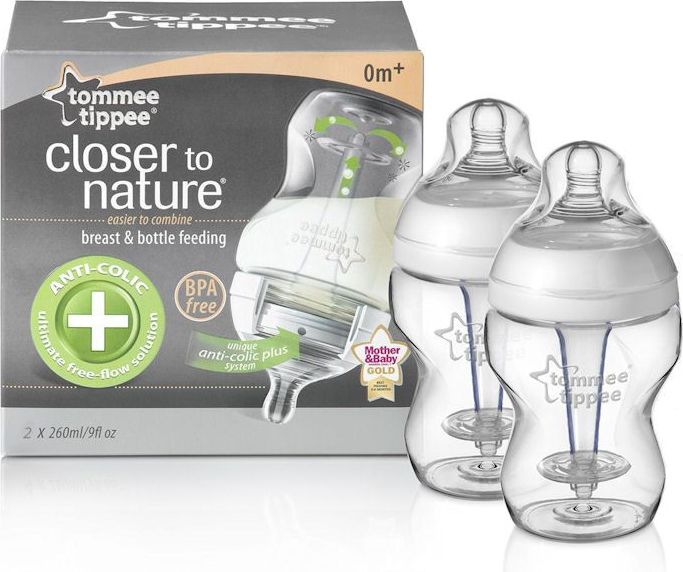 Tommee Tippee Kojenecká láhev Tomme Tippee C2N ANTI-COLIC, 2ks 260ml, 0+m - obrázek 1