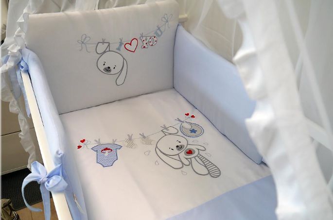 Povlečení bavlněný satén modrá Baby´s Zone Zajíček 4-dílná - obrázek 1