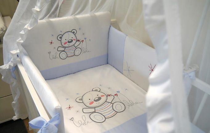 Povlečení bavlněný satén modrá Baby´s Zone Medvídek s hvězdičkami 4-dílná - obrázek 1
