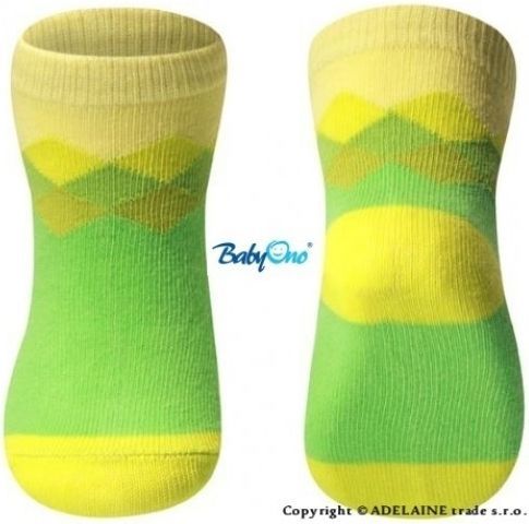 BabyOno bavlněné ponožky 6+ 588/03 Zeleno-žluté kostičky - obrázek 1