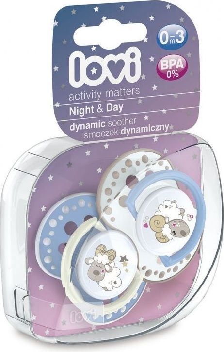 Lovi Night Day šidítko silikonové dynamické modré 2ks 3-6m - obrázek 2
