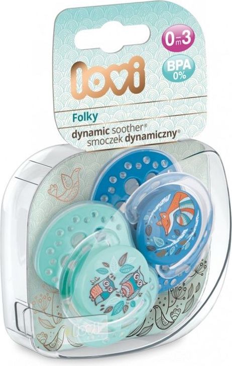 Lovi Folky šidítko silikonové dynamické modré 2ks 6-18m - obrázek 2