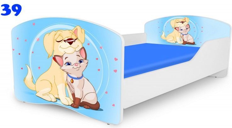 Pinokio Deluxe Rainbow Pejsek a kočíčka 39 dětská postel 160x80 cm - obrázek 1