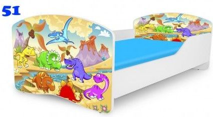 Pinokio Deluxe Rainbow Dinosauři 51 dětská postel 140x70 cm - obrázek 1