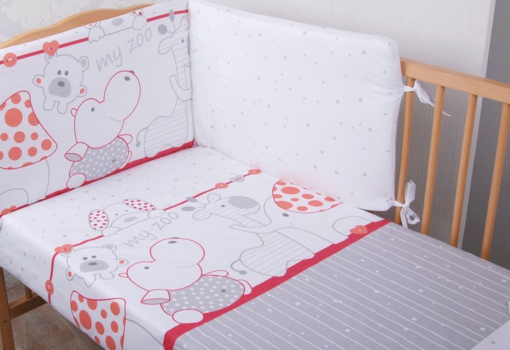 Bavlněné povlečení do postýlky Glück Hippo Červená - obrázek 1