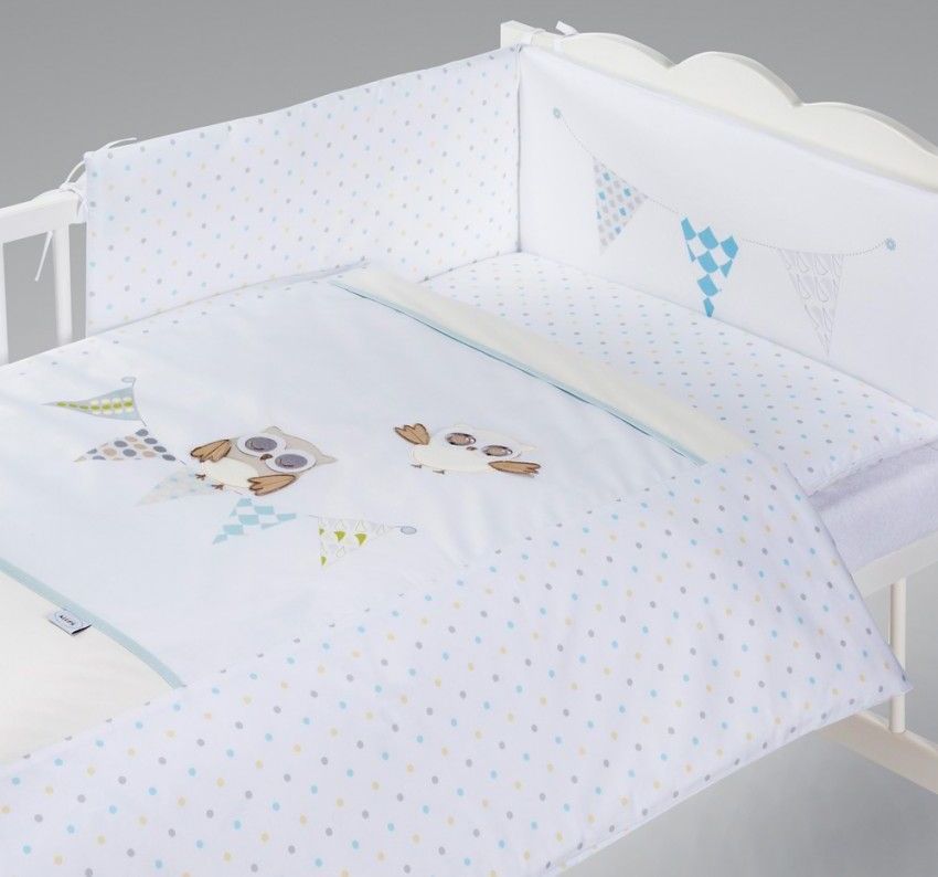 Povlečení do postýlky Klupś Night Birds modrá H238 3-Dílná - obrázek 1