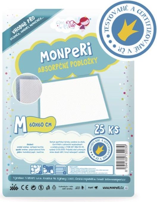 MonPeri absorpční podložky M 25 ks 60 x 60 cm - obrázek 1