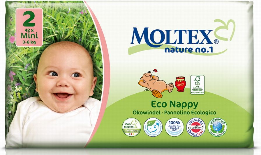 MOLTEX Nature no. 1 Mini, 42 ks (3 - 6 kg) – jednorázové pleny - obrázek 1