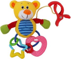 Plyšová hračka s chrastítkem BabyMix Žlutý Medvídek - obrázek 1