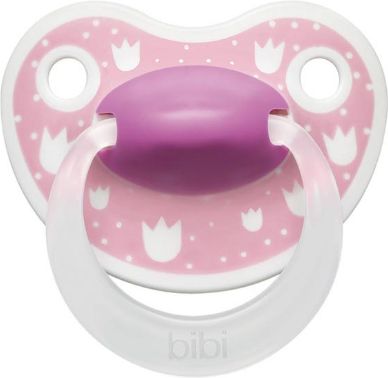 Šidítko anatomické silikonové Bibi Happiness Lovely Dots pink 0-6 měsíců - obrázek 1