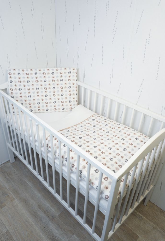 Bavlněné povlečení do postýlky LittleUp Elephant beige 4-dílné - obrázek 2