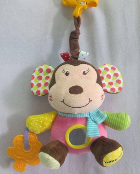Plyšová hračka s hudbou BabyMix Opička růžová - obrázek 1
