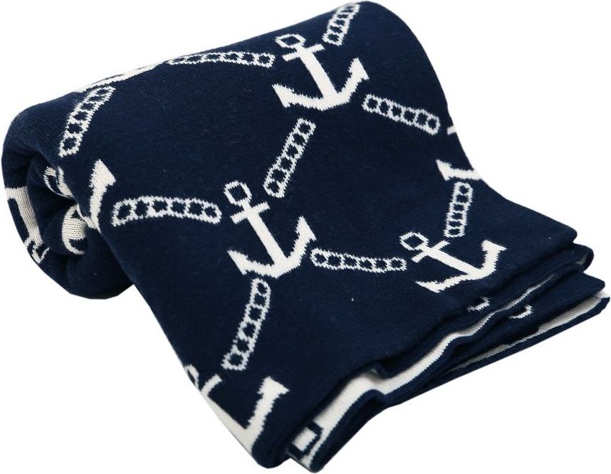 Bavlněná dětská deka 100x80 cm LittleUp Dark Blue Anchors - obrázek 1
