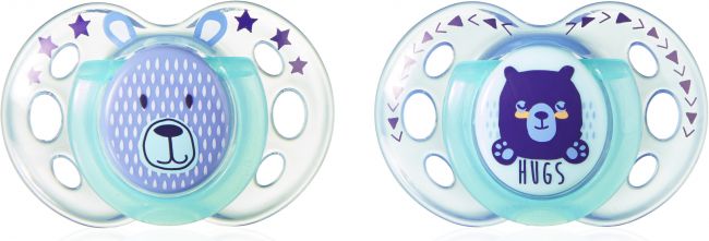 Silikonové šidítko 2 ks Tommee Tippee Night Blue Bears 18-36 měsíců - obrázek 1
