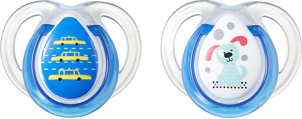 Šidítko silikonové 2 ks Tommee Tippee Puppy/Cars 0-6 měsíců - obrázek 1