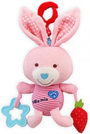Plyšová hračka s hracím strojkem BabyMix Pink Rabbit - obrázek 1