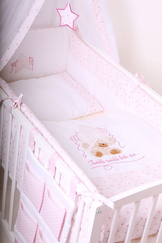 Povlečení do postýlky LittleUp Lux Twinkle Star Pink 2-dílné - obrázek 1