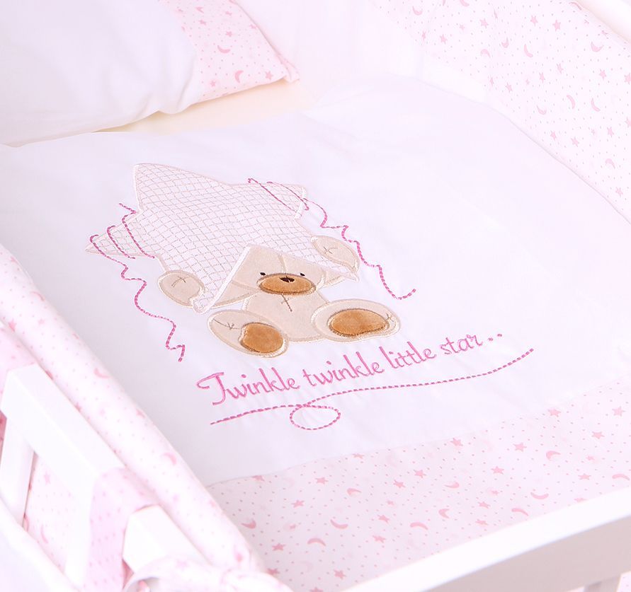 Povlečení do postýlky LittleUp Lux Twinkle Star Pink 4-dílné - obrázek 2