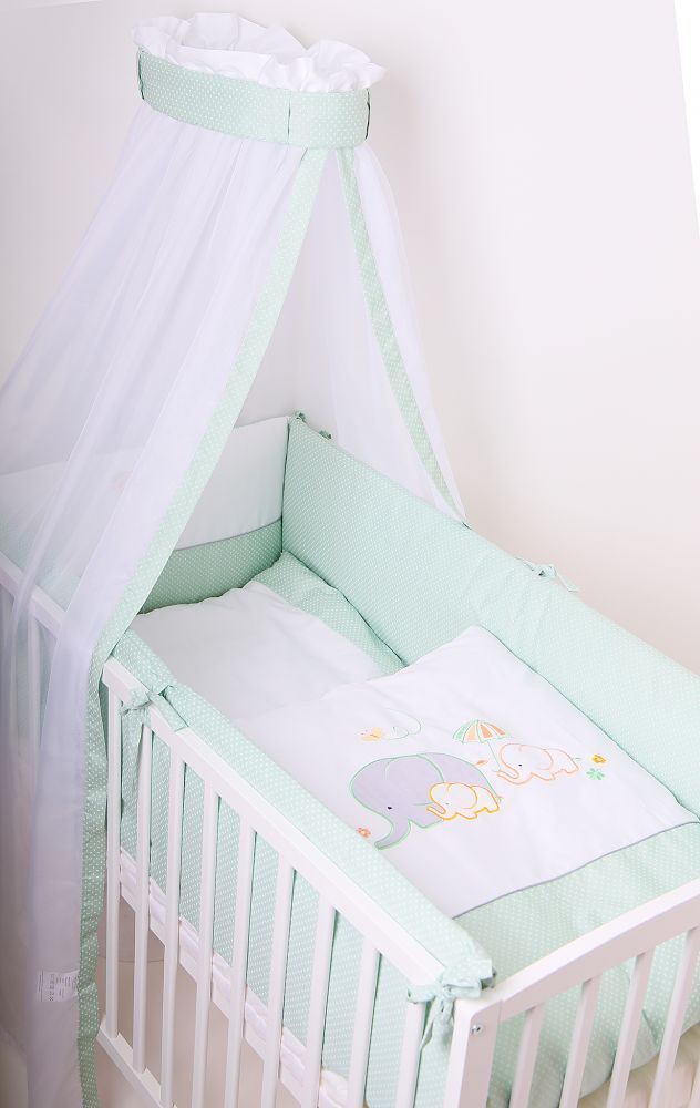 Povlečení do postýlky LittleUp Lux Elephant Green - obrázek 1