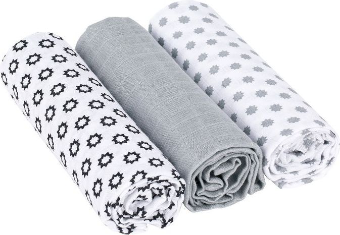 Lässig Swaddle blanket 85x85 Little Chums Stars white - obrázek 1