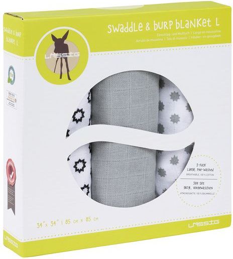 Lässig Swaddle blanket 85x85 Little Chums Star light pink - obrázek 2