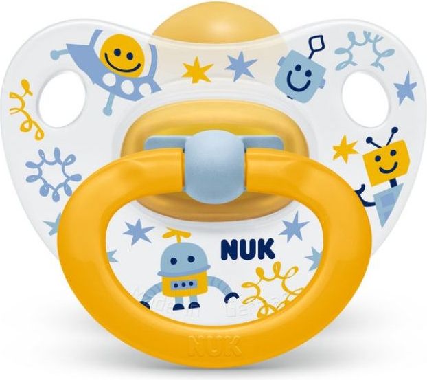 Kaučukové šidítko Nuk Classic Happy Kids Robots 6-18 měsíců - obrázek 1