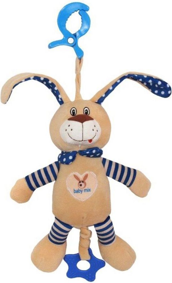 Baby Mix dětská plyšová s hracím strojkem Králíček modrý - obrázek 1